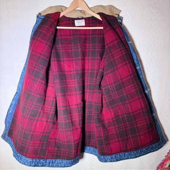 VINTAGE Polo Ralph Lauren authentic Denim Chore Flannel Lined jacket coat L USA! - Picture 12 of 16